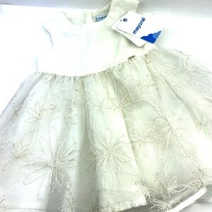 Mayoral Baby Dress Size 18m Girls White Champagne Fancy Kids Fancy Zipper